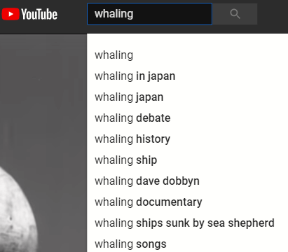 YouTubeで捕鯨を検索すると